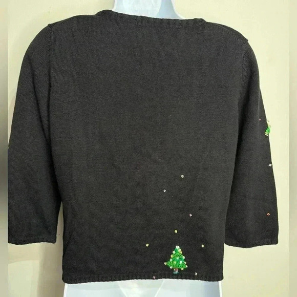 Vintage Michael Simon Cardigan Christmas Trees Embellished sweater Size Medium - Picture 7 of 12